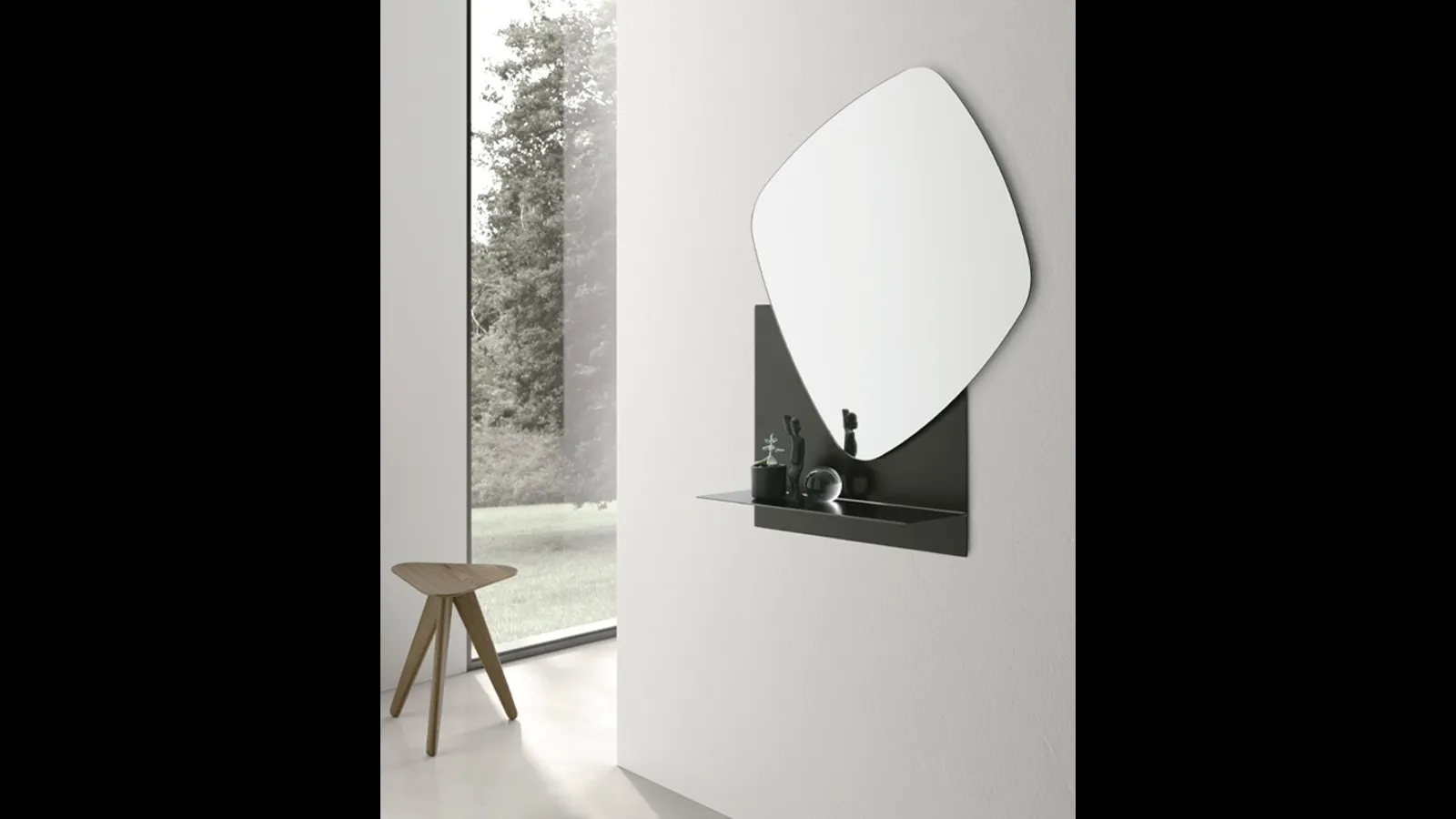 Specchio con mensola in metallo Double Trouble di Target Point