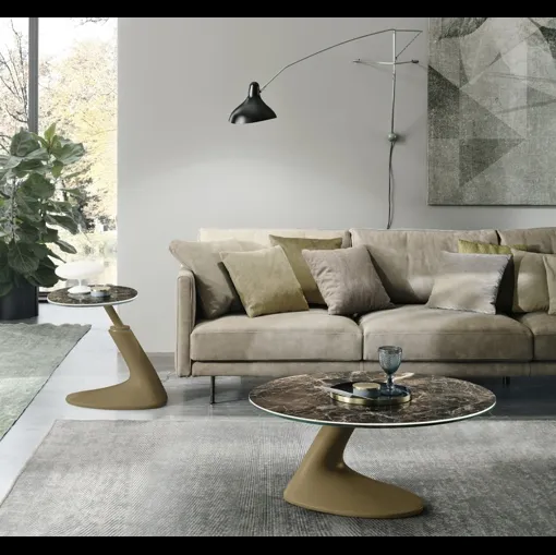Tavolino rotondo Leaf con top in gres porcellanato e base in poliuretano verniciato di Target Point