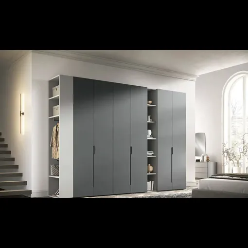 Armadio con ante battenti e libreria Ambra B352 di Moretti Compact Giorno Notte