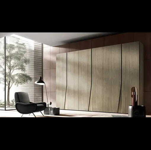 Armadio con ante battenti Brezza B353 in rovere gessato di Moretti Compact Giorno Notte