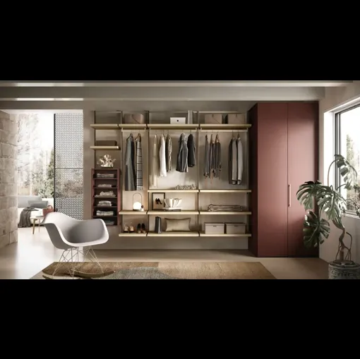 Cabina armadio Orion O424 in laccato opaco e rovere miele di Moretti Compact Giorno Notte