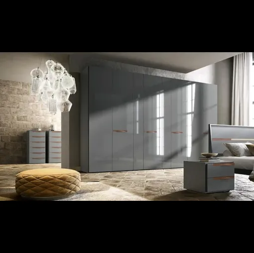 Armadio con ante battenti Libeccio B355 laccato lucido ardesia di Moretti Compact Giorno Notte