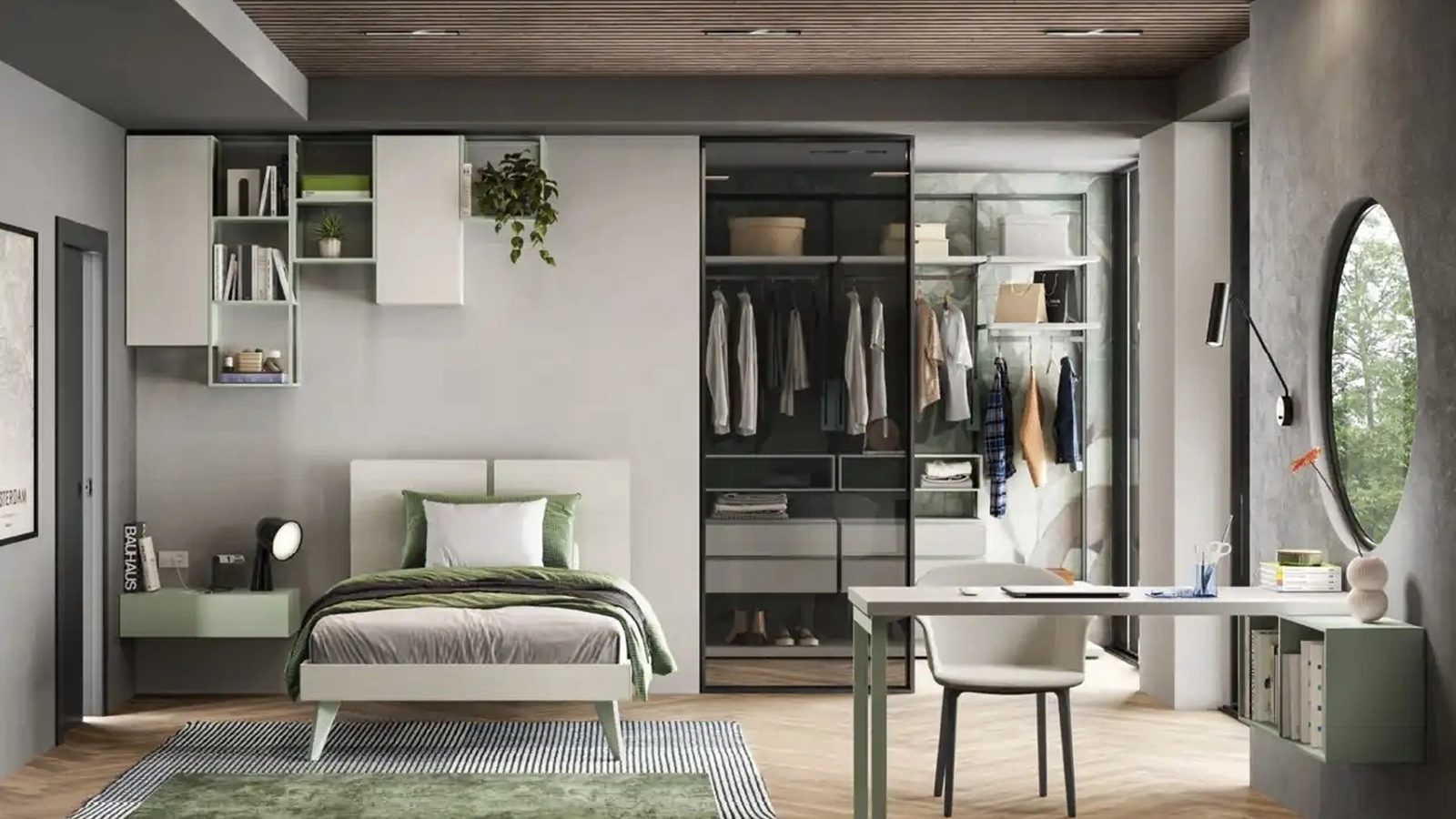 Cameretta per ragazzi con cabina armadio Y112 di Moretti Compact Camerette