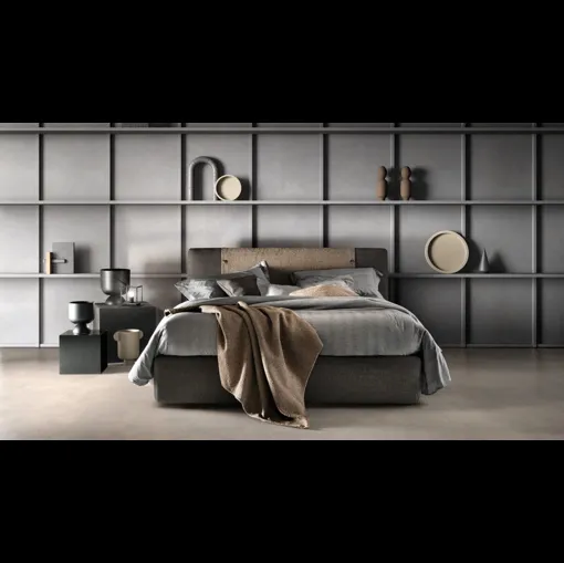 Letto con testiera in tessuto imbottito Button di Bside
