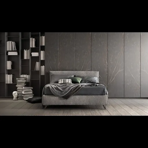 Letto con struttura in legno imbottita e rivestita in tessuto Good di Bside