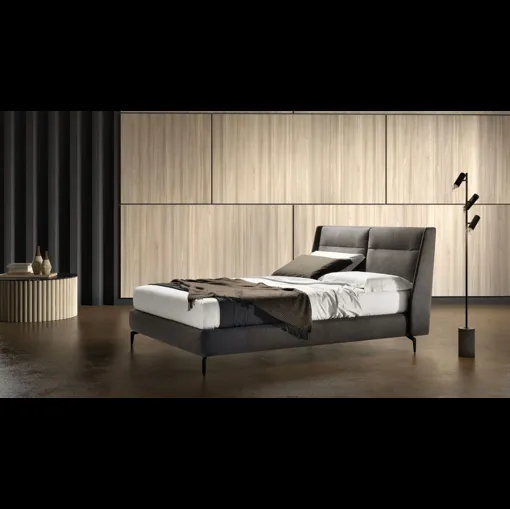 Letto matrimoniale in pelle con testiera regolabile Join di Bside