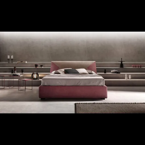 Letto in tessuto imbottito con testiera JS di Bside
