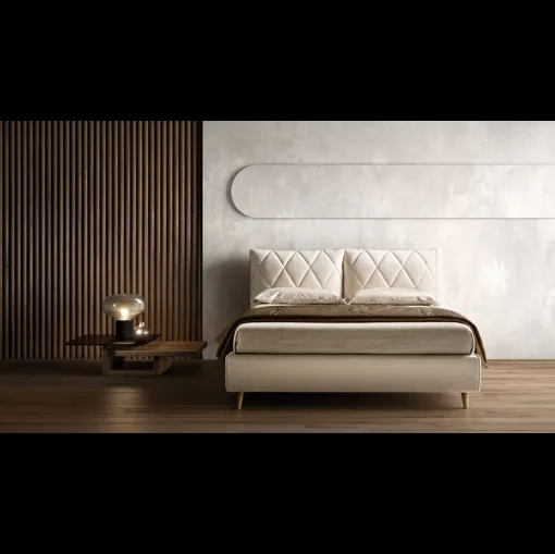 Letto imbottito con testiera trapuntata regolabile Soft di Bside