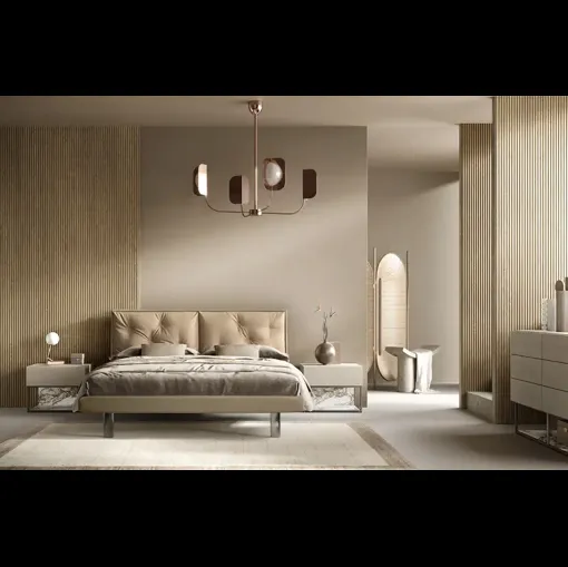 Letto Cross M16 con testiera in tessuto imbottito di Moretti Compact Giorno Notte