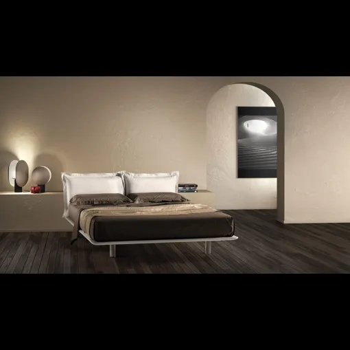 Letto con testiera in tessuto imbottito Deep di Bside