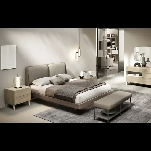 Letto Felis M14 con testiera imbottita di Moretti Compact Giorno Notte
