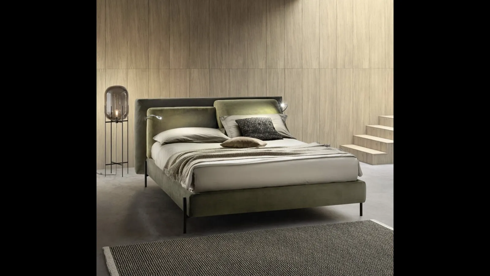 Letto relax in tessuto imbottito con testiera regolabile Flux di Bside