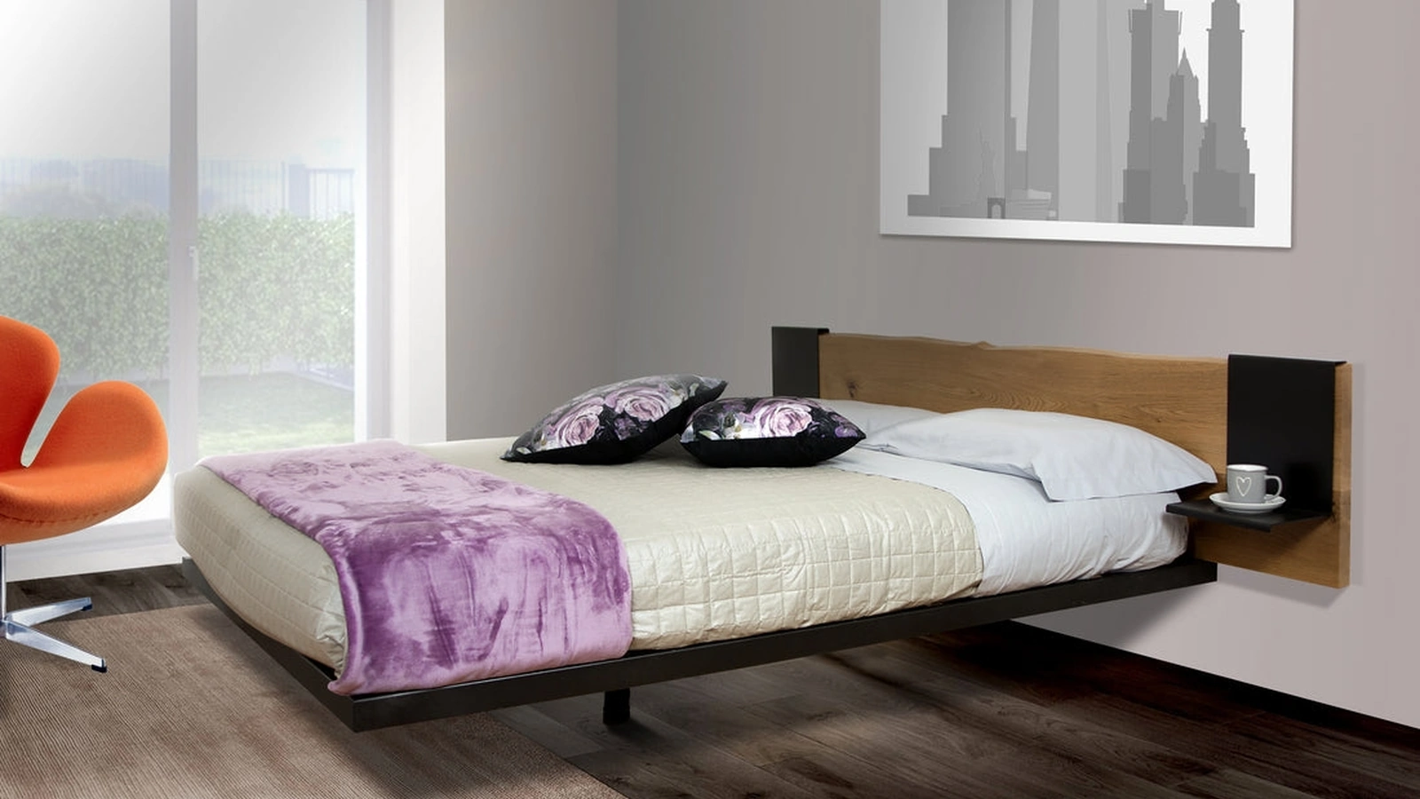 Letto in Rovere massello Lift di Conarte