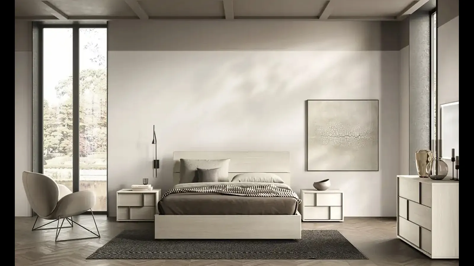 Letto Mix P13 in frassino cenere di Moretti Compact Giorno Notte