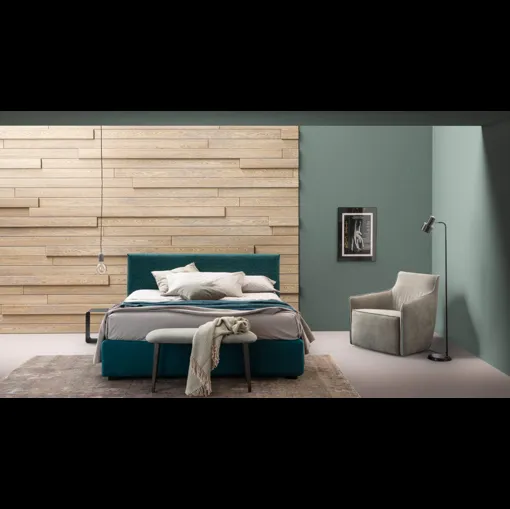 Letto matrimoniale in tessuto con testiera Plain di Bside