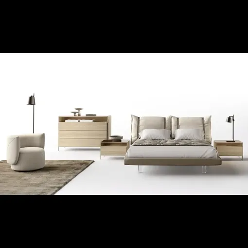 Letto Polis F11 con testiera in tessuto imbottito di Moretti Compact Giorno Notte