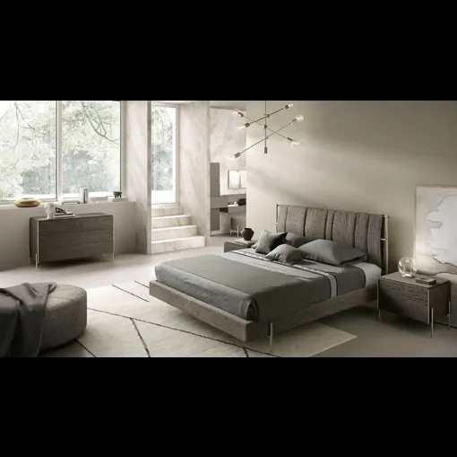 Letto Rigel V12 con testiera in tessuto di Moretti Compact Giorno Notte
