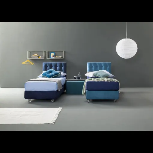 Letto singolo in tessuto imbottito con testiera trapuntata Aster di Bside