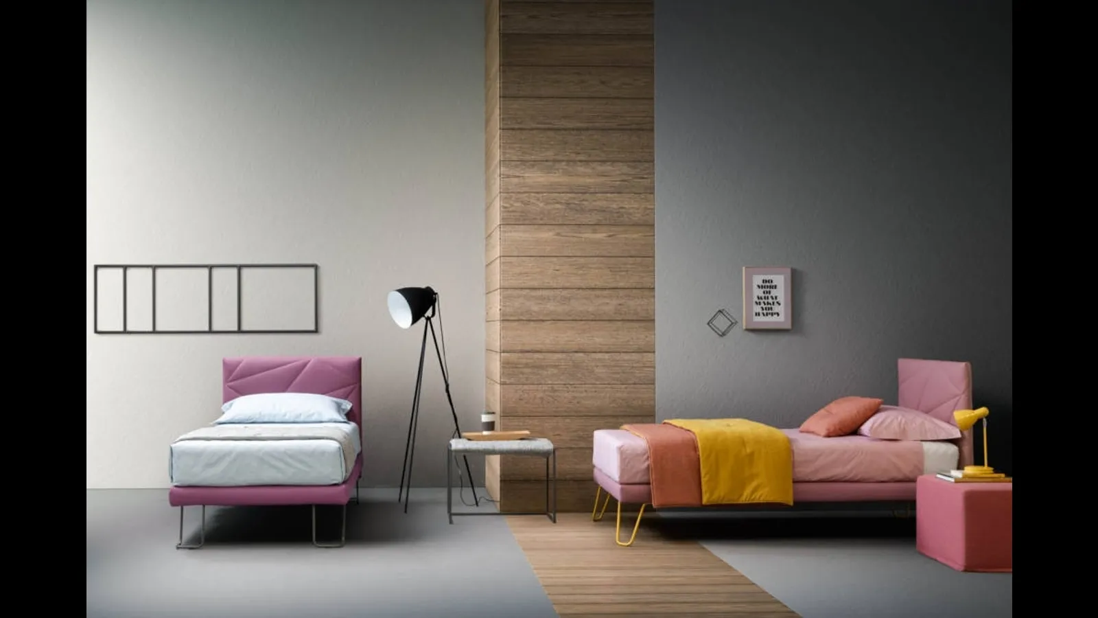 Letto singolo in tessuto con testiera trapuntata Break di Bside