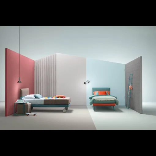 Letto singolo in tessuto con testiera Plain di Bside