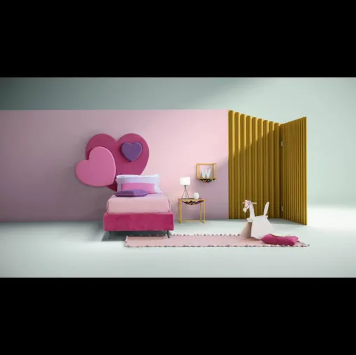 Letto moderno singolo con testiera a forma di cuore Sweet di Bside