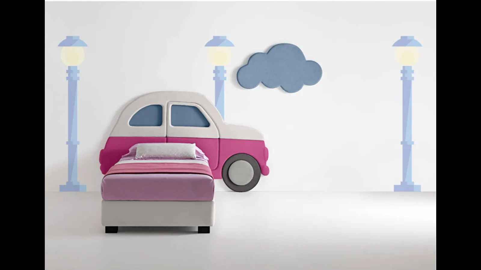 Letto moderno in tessuto per bambini Car di Bside