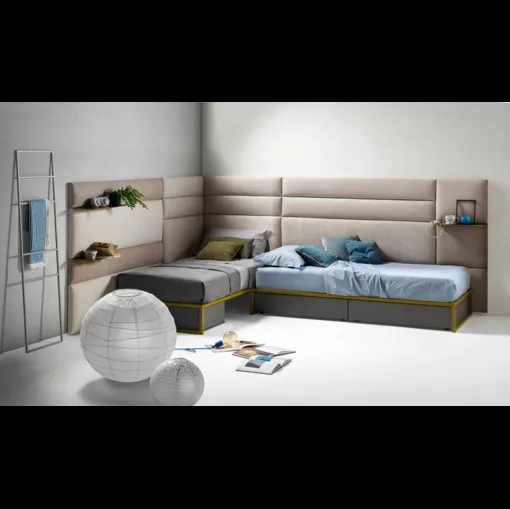 Letto singolo sommier con Pannelli Wall in tessuto di Bside