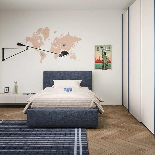 Letto singolo Swell con contenitore di Nidi