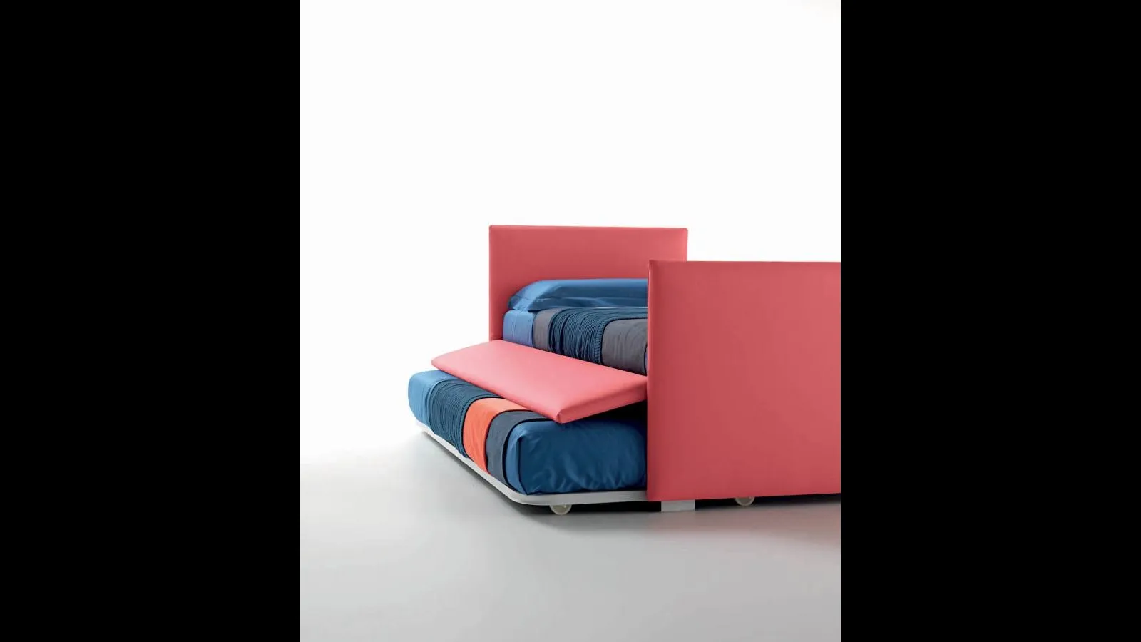 Letto singolo in tessuto con testiera e pediera con secondo letto estraibile Twice Dormeuse di Bside
