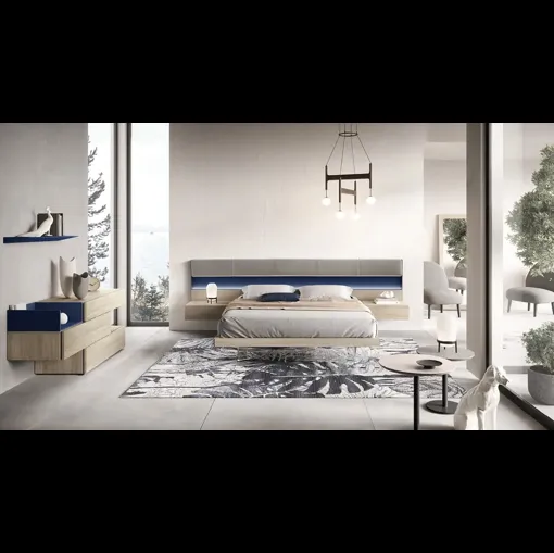 Letto Strip Panels M12 con testiera imbottita di Moretti Compact Giorno Notte