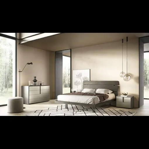 Letto Tree C12 in impiallacciato rovere piombo di Moretti Compact Giorno Notte