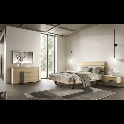 Letto Tree G14 in nobilitato rovere miele di Moretti Compact Giorno Notte