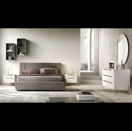 Letto Vega A12 in tessuto imbottito di Moretti Compact Giorno Notte