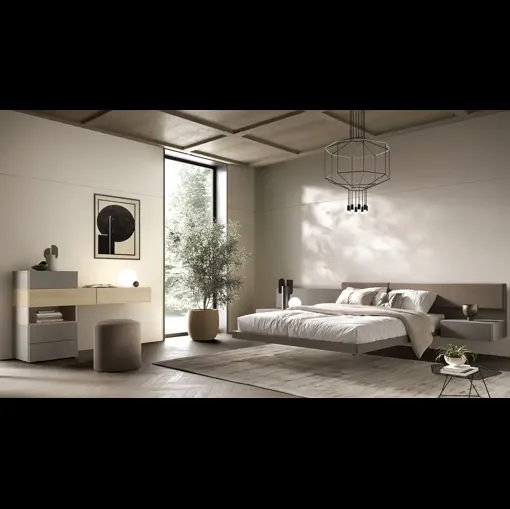 Letto Wall Panel M15 con testiera imbottita di Moretti Compact Giorno Notte