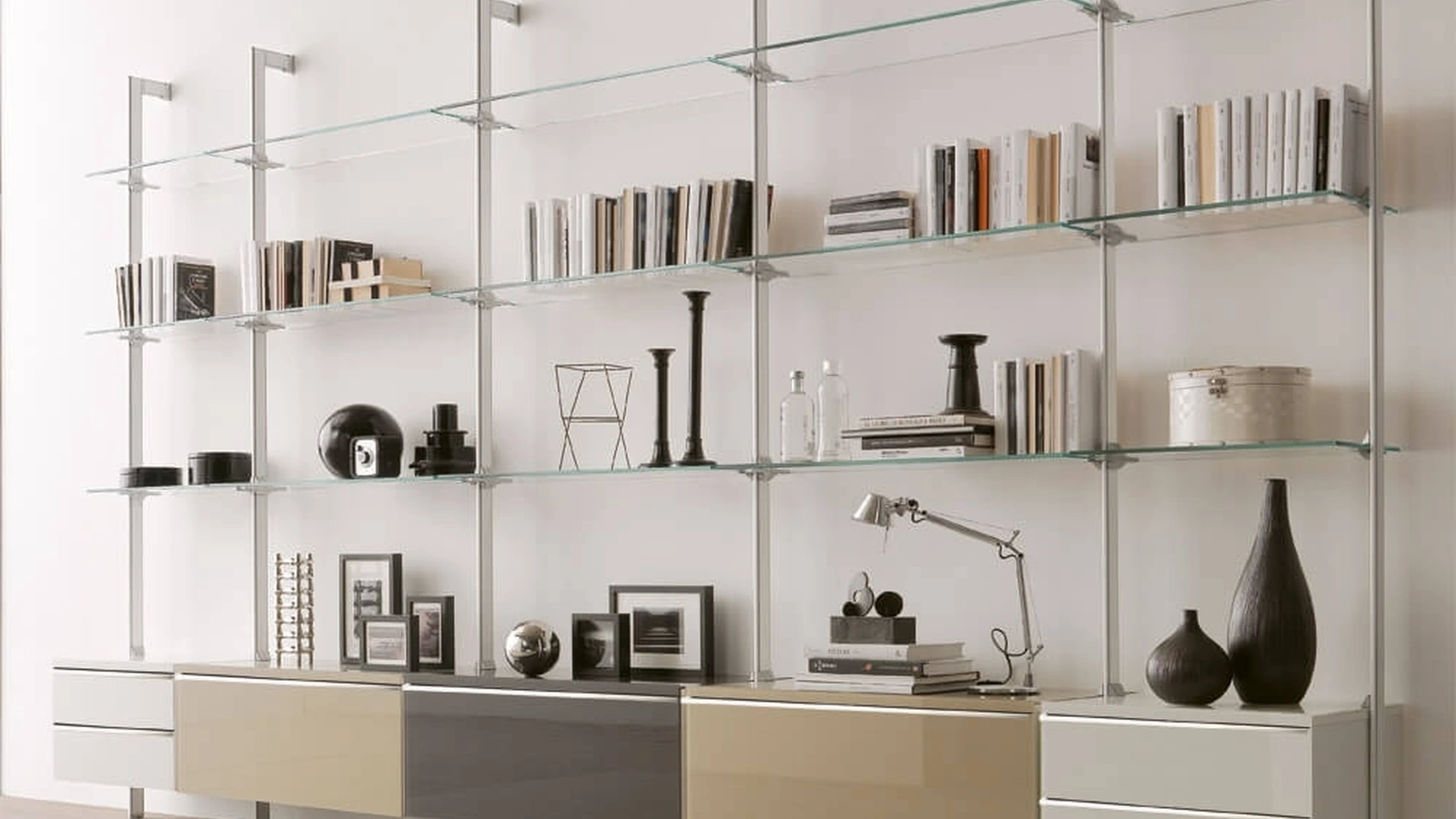 Libreria Clark in metallo e vetro di Ponti Terenghi