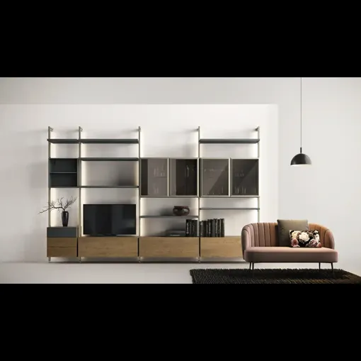 Libreria Kosmos KL218 in laccato e legno di Moretti Compact Giorno Notte