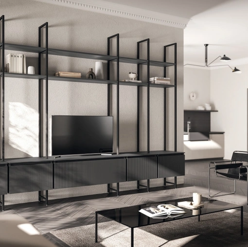 Libreria Living Mira Grigio Ferro di Scavolini