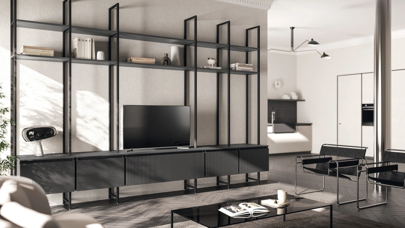 Libreria Living Mira Grigio Ferro di Scavolini