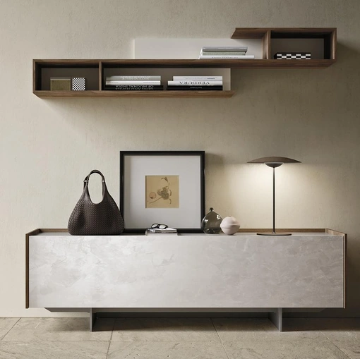 Madia Horizon Slim 980 in laccato spatolato Avorio di Mobilgam