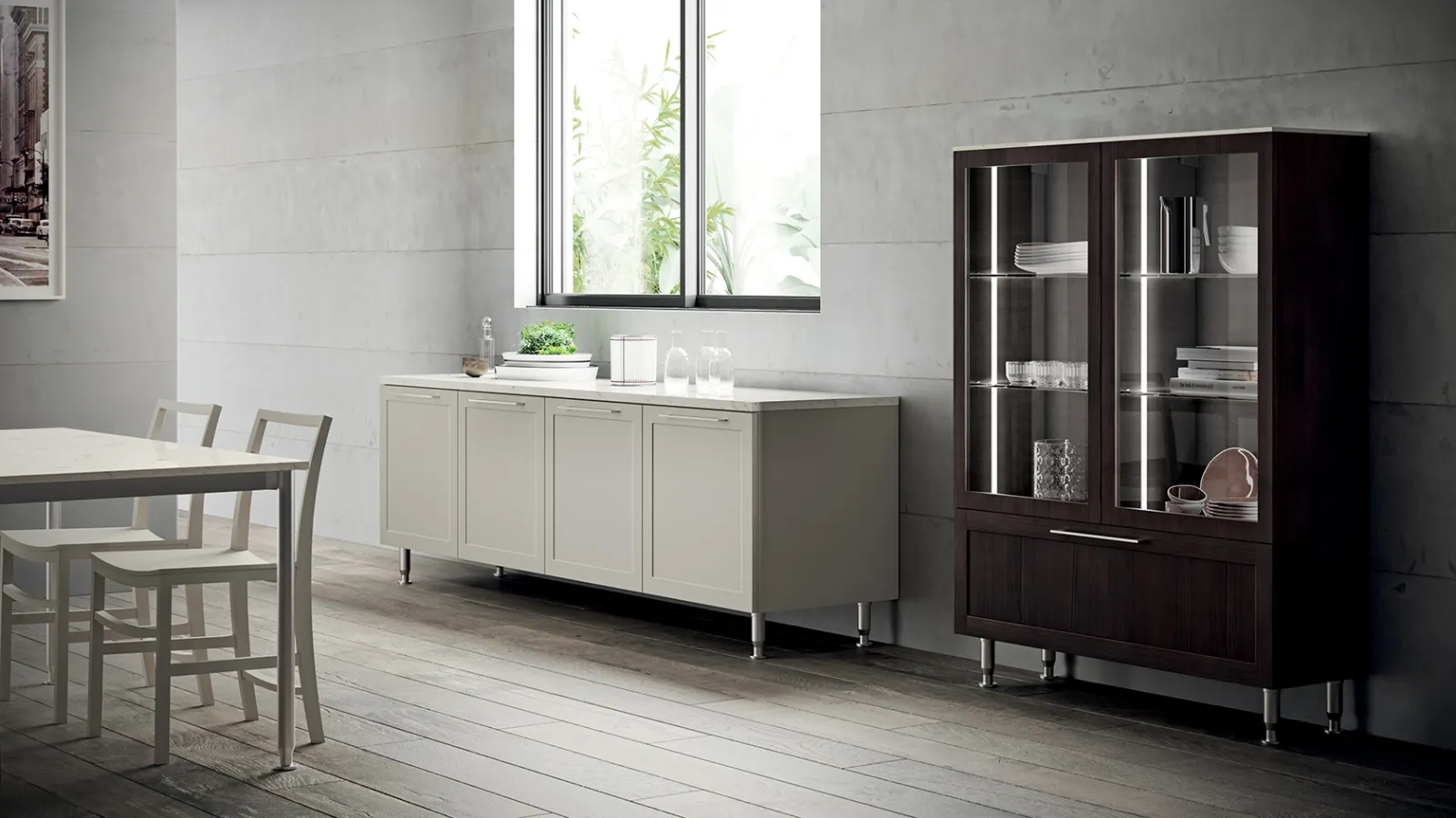 Madia Living Carattere 06 in laccato opaco Grigio Chiaro di Scavolini