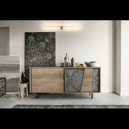 Madia Modus in laminato effetto legno e lamiera decorata di Target Point