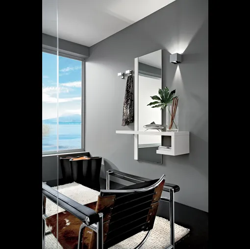 Mobile ingresso Alba in laminato HPL Bianco con specchio di La Primavera