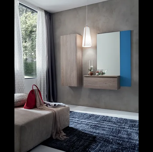 Mobile ingresso in melaminico effetto Rovere con specchio Stella di La Primavera