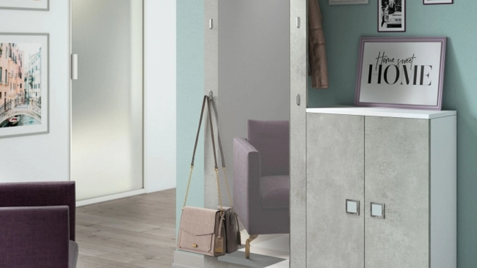 Mobile ingresso Family F20 con specchiera di Maconi