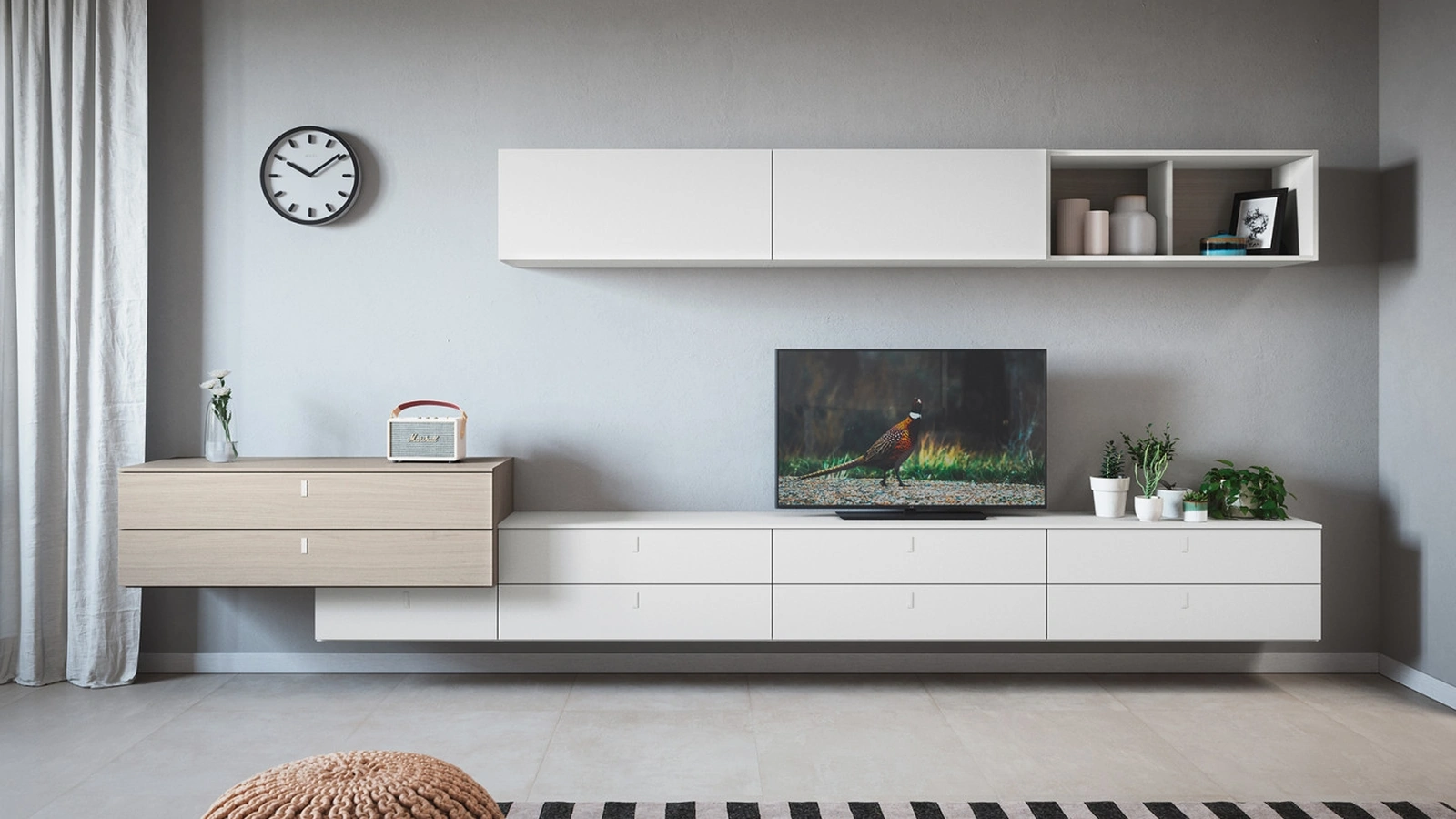 Parete Attrezzata con base sospesa 07A in melaminico di Cinquanta3