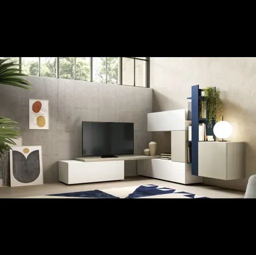 Parete Attrezzata angolare Kosmos KF114 di Moretti Compact Giorno Notte