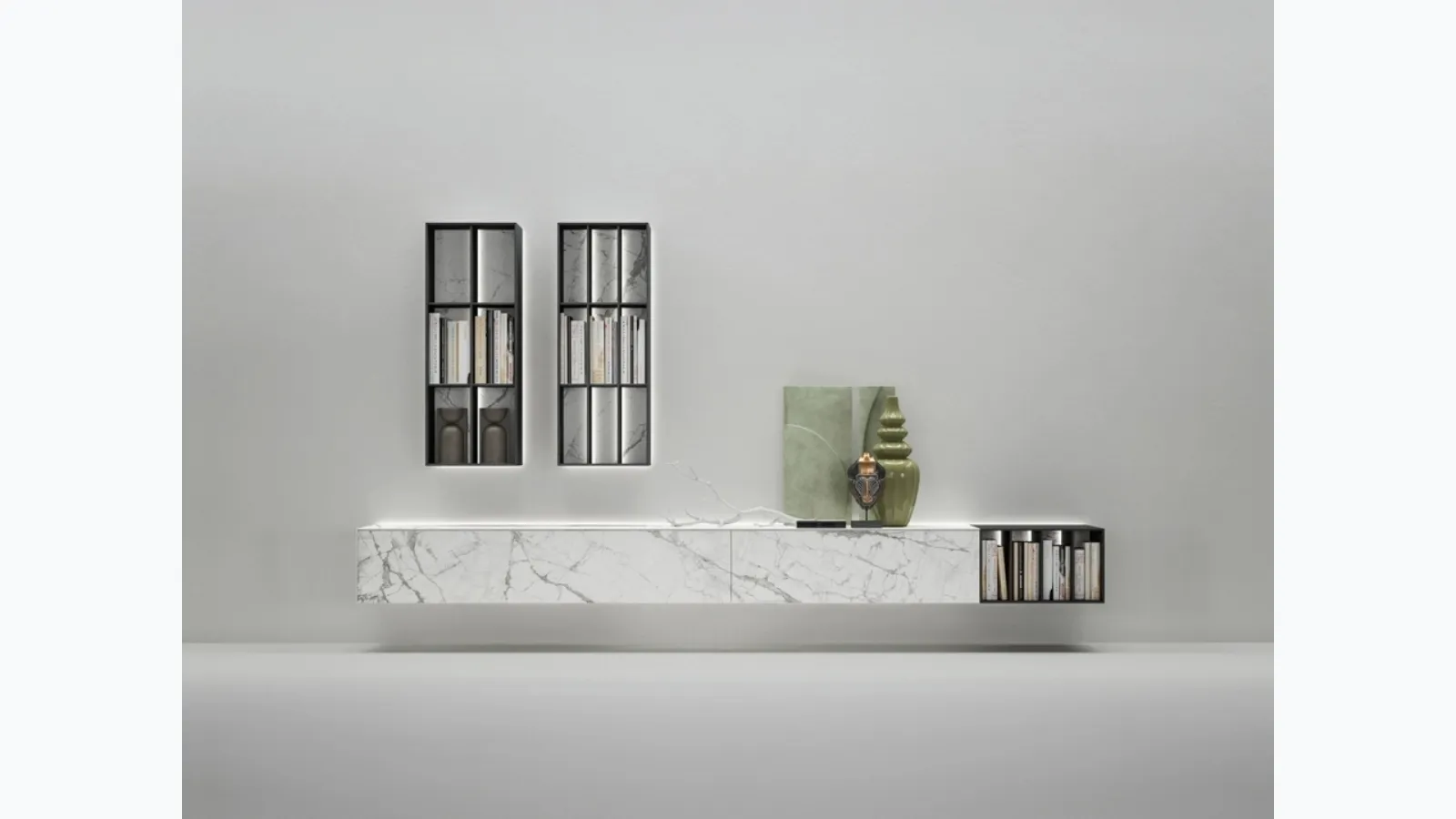 Parete Attrezzata in gres Moduli componibili con luci di Caccaro