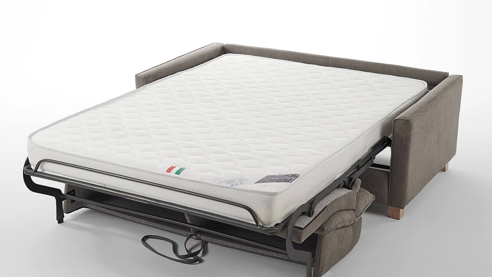 Divano Letto lineare in tessuto con piedi in legno Bogart di Vitarelax