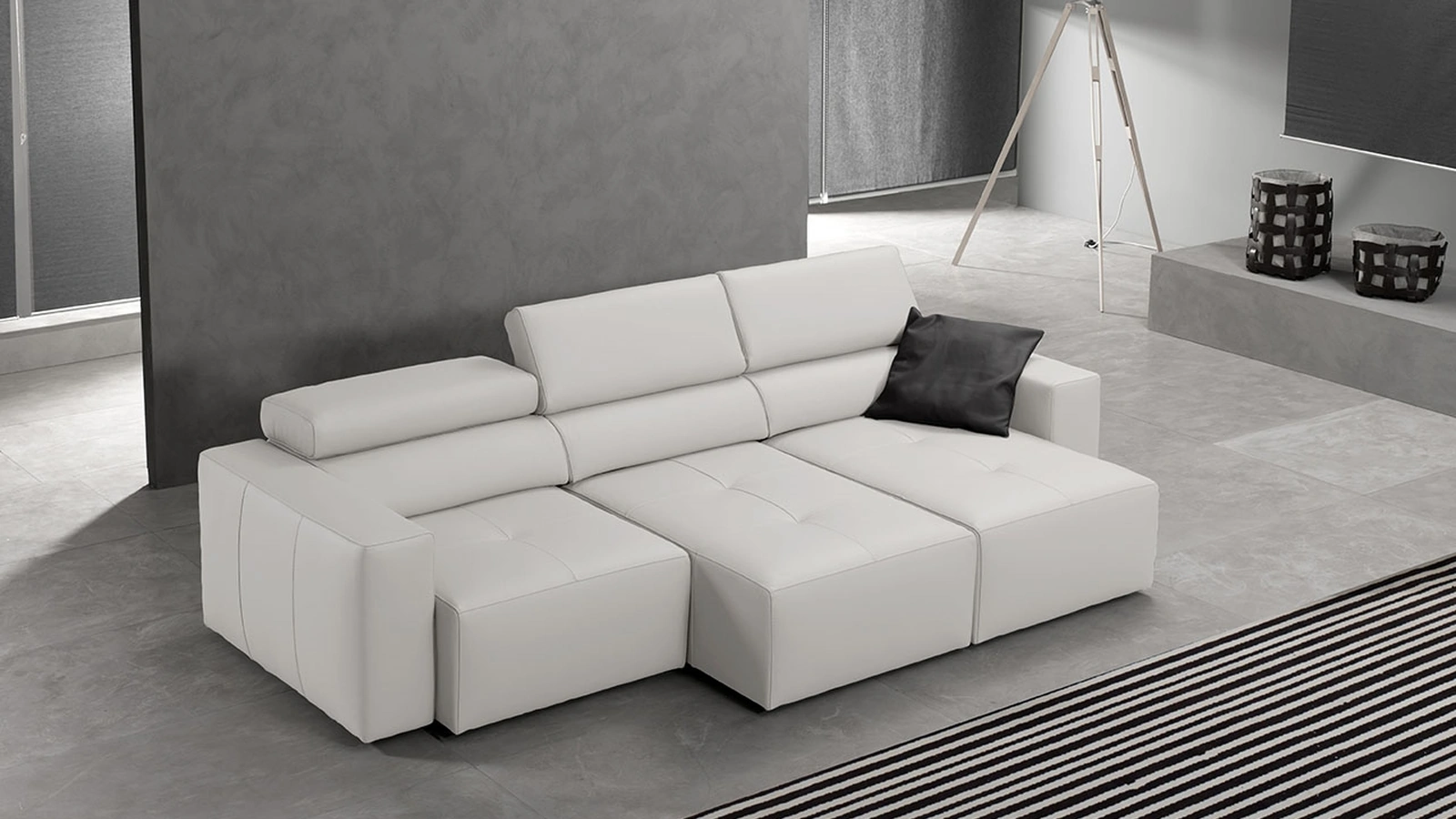 Divano lineare in pelle con seduta relax a libera estrazione Bongo di Excò