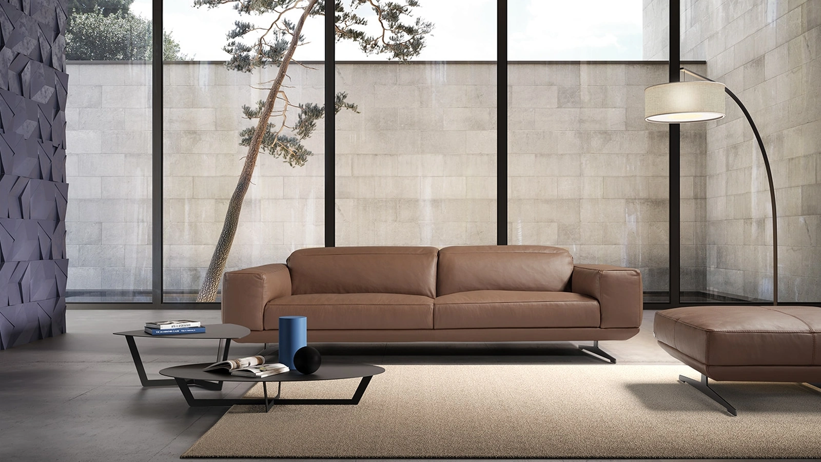 Divano lineare in pelle Gloria di Egoitaliano